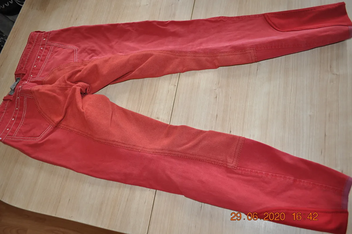 bryczesy Cavallo, r. 164 cm, czerwone, pełny lej, używane – zdjęcie 6