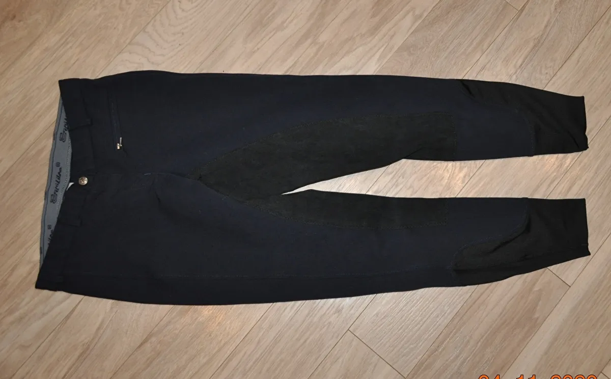 bryczesy Equilibre Super-Stretch, r. 36, granatowe, pełny lej, damskie, bdb - zdjęcie 3