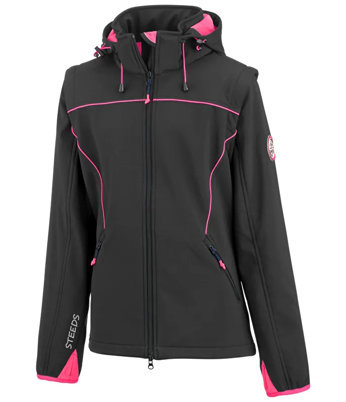 kurtka Steeds Liane, r. 128 cm, czarna, młodzieżowa, softshell, 2w1, bdb - zdjęcie 1