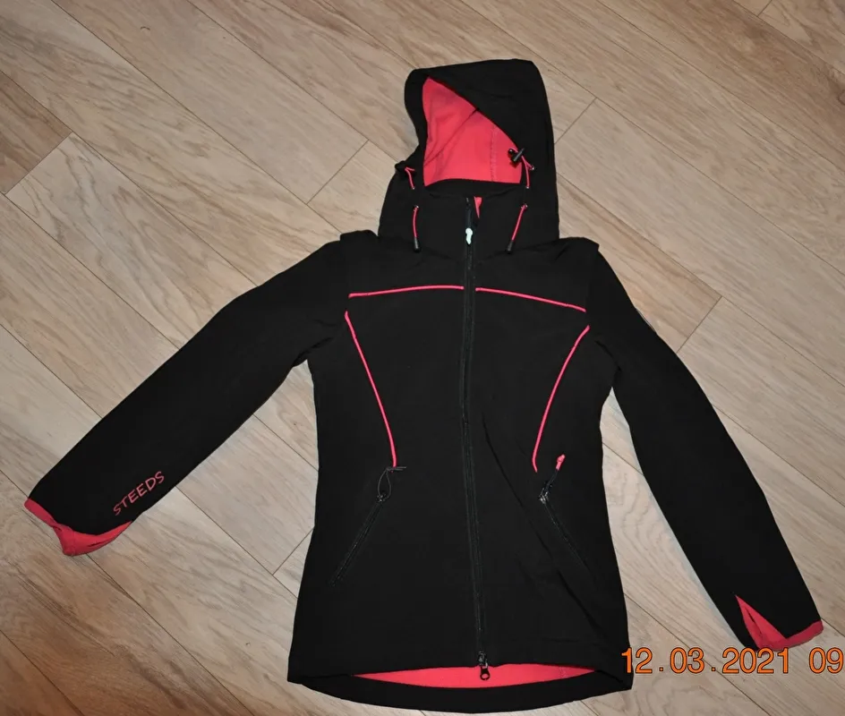 kurtka Steeds Liane, r. 128 cm, czarna, młodzieżowa, softshell, 2w1, bdb - zdjęcie 4