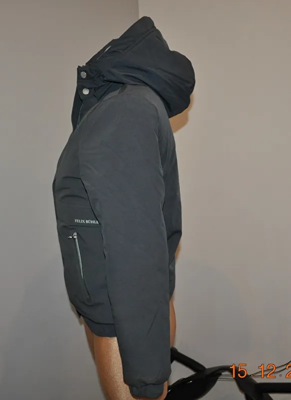 kurtka Felix Buhler Marley, r. 152 cm, niebieska(  graublau), zimowa, z kapturem, bdb, z wadą - zdjęcie 6