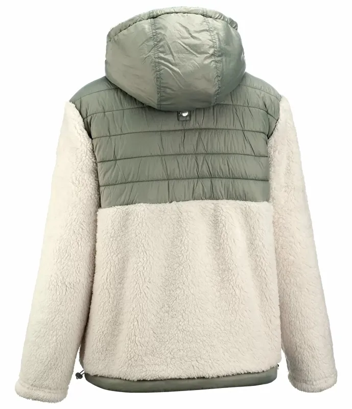 kurtka, bluza Steeds Lexi, r. XS biało- zielona, z kapturem, z pluszowego futra, bdb - zdjęcie 9