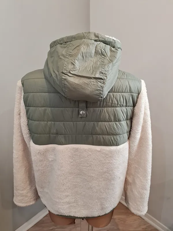 kurtka, bluza Steeds Lexi, r. XS biało- zielona, z kapturem, z pluszowego futra, bdb - zdjęcie 7