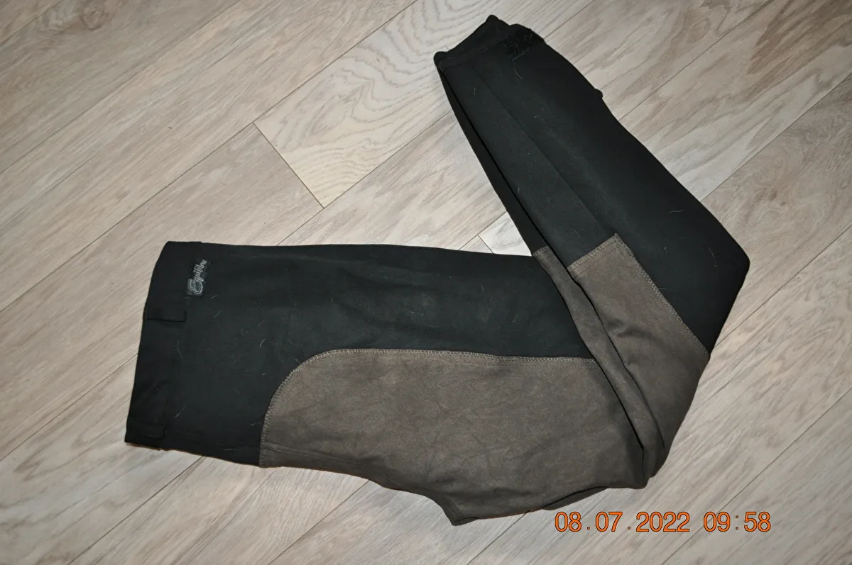 bryczesy Equilibre Super-Stretch Two Tone, r. 42, czarno-brązowe (schwarz), pełny lej, damskie, stan bdb – zdjęcie 2