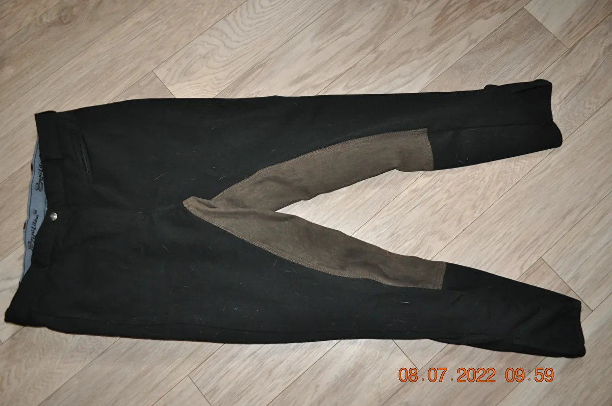bryczesy Equilibre Super-Stretch Two Tone, r. 42, czarno-brązowe (schwarz), pełny lej, damskie, stan bdb – zdjęcie 4
