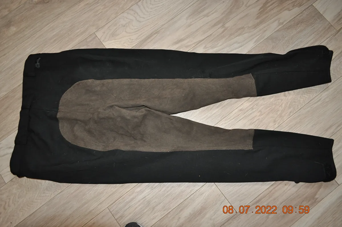 bryczesy Equilibre Super-Stretch Two Tone, r. 42, czarno-brązowe (schwarz), pełny lej, damskie, stan bdb – zdjęcie 8