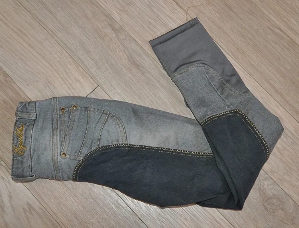 bryczesy Equilibre Danny, r. 164 cm, młodzieżowe, jeansowe, pełny lej, bdb – zdjęcie 2