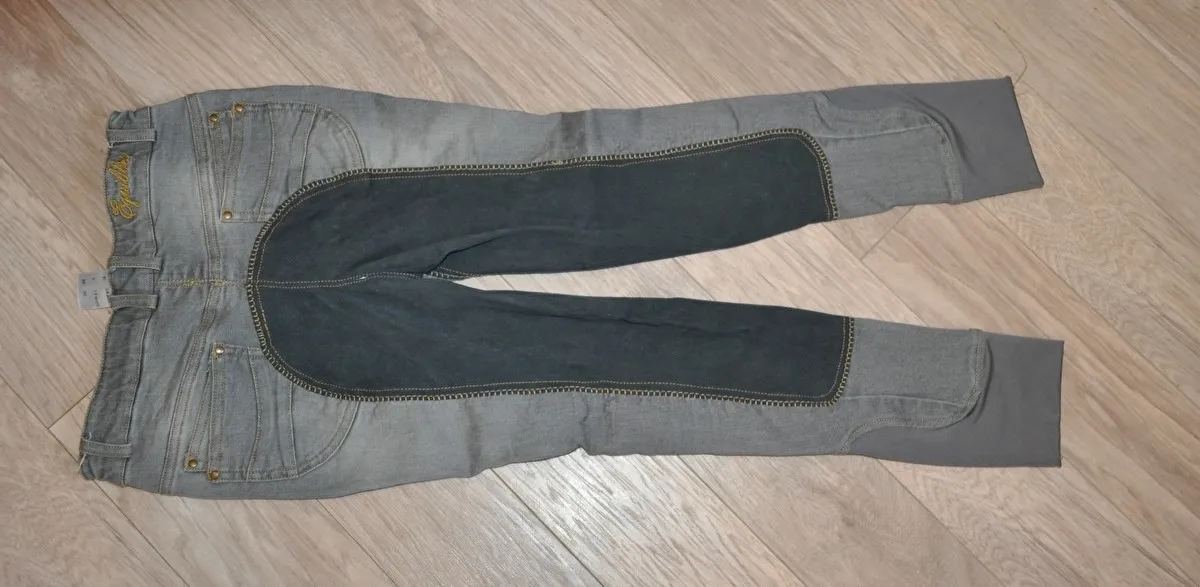 bryczesy Equilibre Danny, r. 164 cm, młodzieżowe, jeansowe, pełny lej, bdb – zdjęcie 5