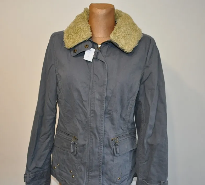 kurtka Casual Wear, r. 38, szara, z futerkiem, jesienna, jak nowa - zdjęcie 6