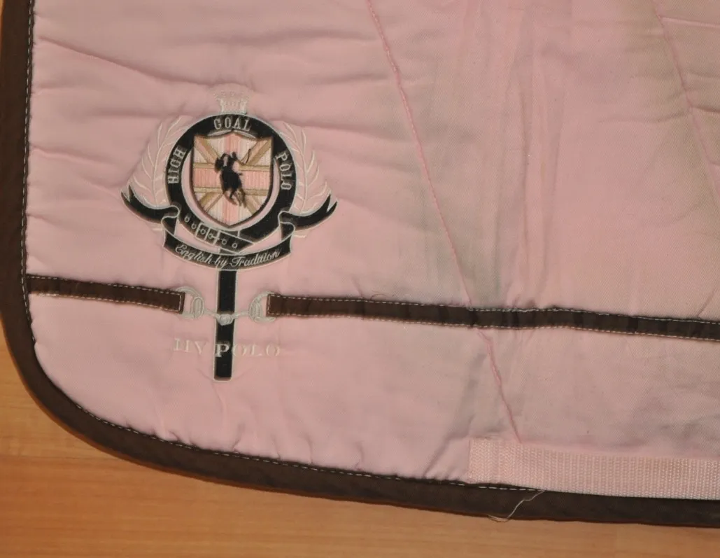 czaprak Hv Polo, VS, rózowy, brazowa lamówka, cob/full, uzywany – zdjęcie 3