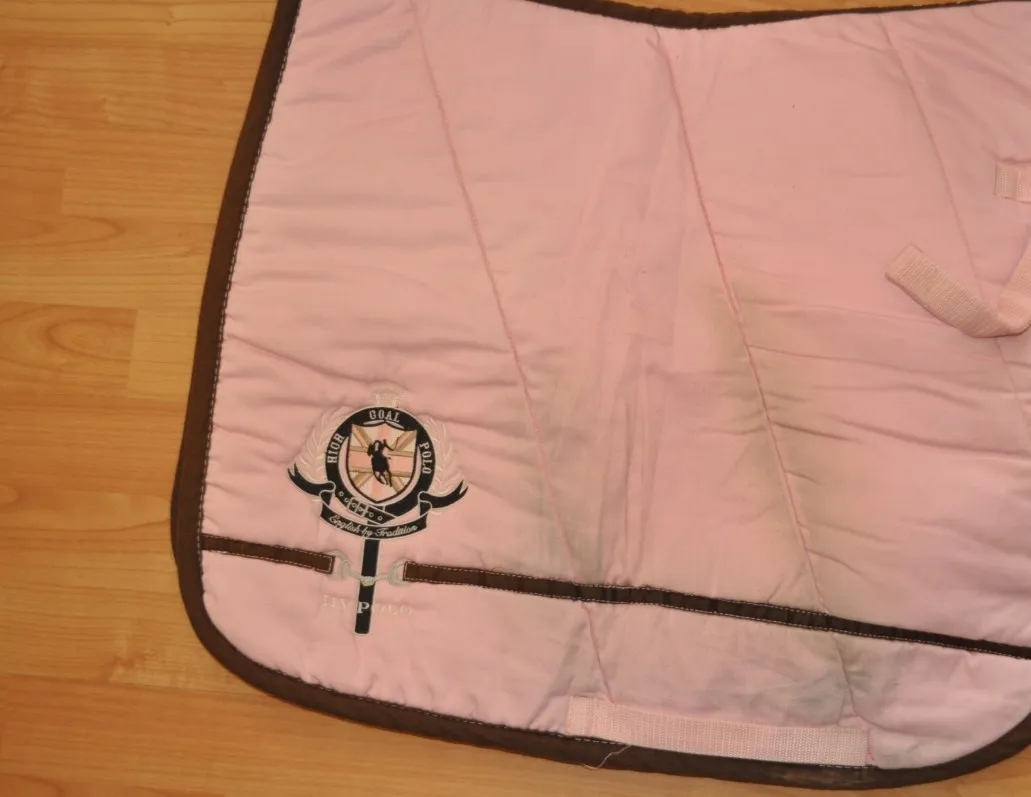 czaprak Hv Polo, VS, rózowy, brazowa lamówka, cob/full, uzywany – zdjęcie 5